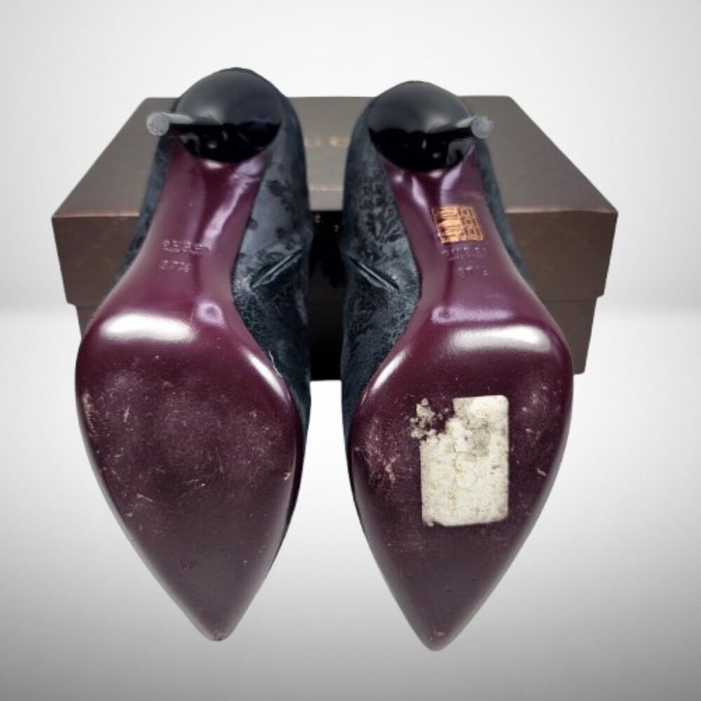 Gucci Black Embossed Suede Ankle Boots - Size 37.5 - Picture 9 of 13